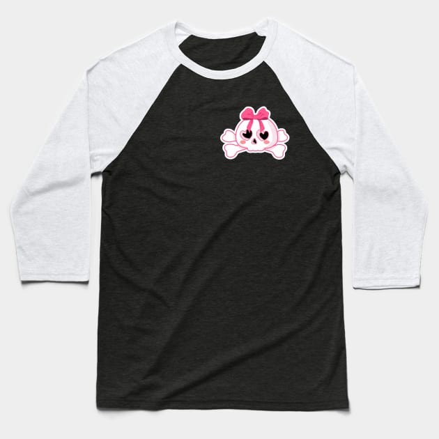 Skull with Pink Bow Baseball T-Shirt by CuteCoCustom